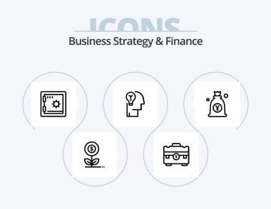 Business Strategy And Finance Line Icon Pack 5 Icon Design. document. money. money. file. safe