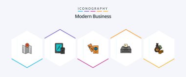 Modern Business 25 FilledLine icon pack including business. data. tablet. vacation. tickets