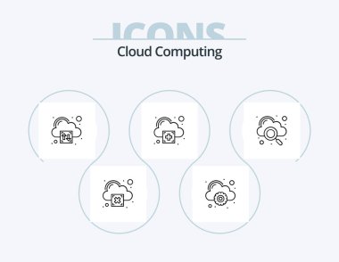 Cloud Computing Line Icon Pack 5 Icon Design. cloud. security. check. padlock. cloud