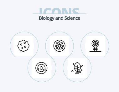 Biology Line Icon Pack 5 Icon Design. biology. nuclear. zoom. mutation. health