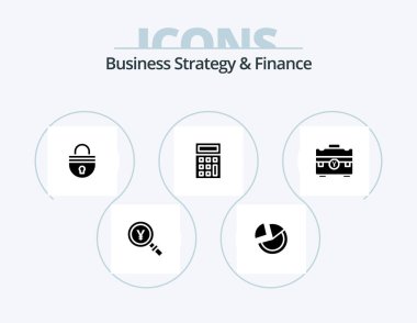 Business Strategy And Finance Glyph Icon Pack 5 Icon Design. login. password . statistic . secure .