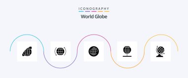 Globe Glyph 5 Icon Pack Including geography. world. earth. stand. globe