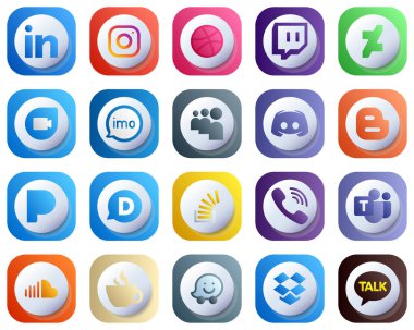 Cute 3D Gradient Icons of Top Social Media 20 pack such as message. google duo and discord icons. High-Definition and Professional