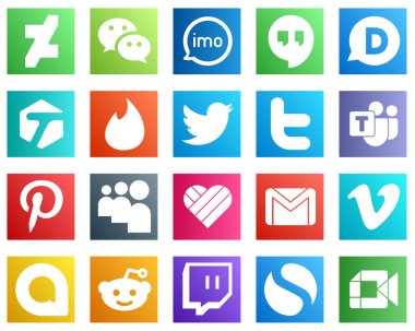 20 High Resolution Social Media Icons such as likee. pinterest. disqus and tweet icons. Modern and professional