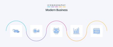 Modern Business Blue 5 Icon Pack Including hierarchy. business. analytics. team. time