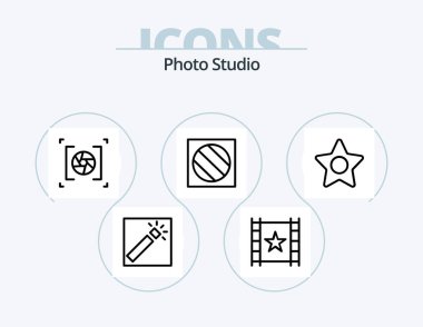 Photo Studio Line Icon Pack 5 Icon Design. star. player. focus. multimedia. storage