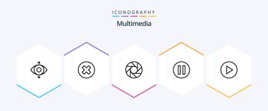 Multimedia 25 Line icon pack including . lens. . multimedia