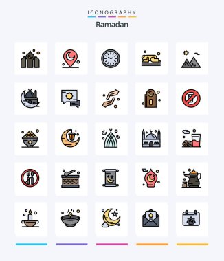 Creative Ramadan 25 Line FIlled icon pack  Such As arabia. prayer. dinner. namaz. islam