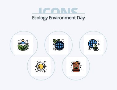 Ecology Line Filled Icon Pack 5 Icon Design. energy. green. nature. earth. green leaf