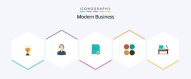 Modern Business 25 Flat icon pack including legal document. business. business. certificate. online consultant