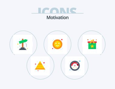 Motivation Flat Icon Pack 5 Icon Design. surprise. reward. pointer. present. happy