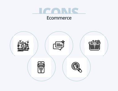 Ecommerce Line Icon Pack 5 Icon Design. magnifying glass. ecommerce. box. truck. ecommerce
