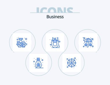Business Blue Icon Pack 5 Icon Design. investment. assets. mind. customer retention. customer