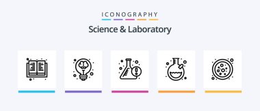 Science Line 5 Icon Pack Including tube. lab. test tube. gear. virus. Creative Icons Design