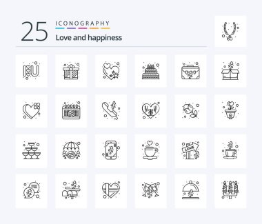 Love 25 Line icon pack including case. bag. love. candle. love
