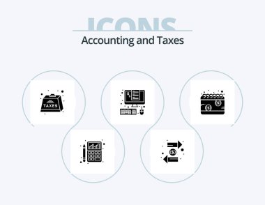 Taxes Glyph Icon Pack 5 Icon Design. invoice. tax. exchange. payable. duties