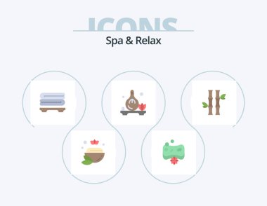 Spa And Relax Flat Icon Pack 5 Icon Design. green. bamboo. spa. aroma. oil