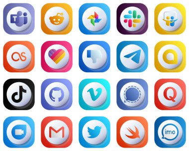 20 Cute 3D Gradient High Quality Social Media Icons such as china. douyin. dislike and tiktok icons. Professional and Customizable