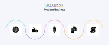 Modern Business Glyph 5 Icon Pack Including credit card machine. check. finger. card. machine