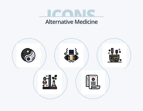 Alternative Medicine Line Filled Icon Pack Icon Design Wellness Healthcare — Stock Vector