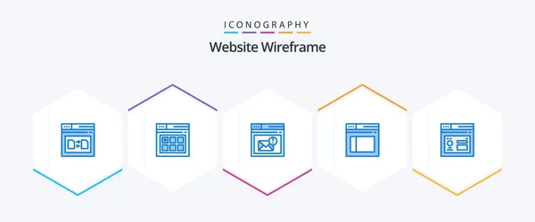 Website Wireframe Blue Icon Pack Including Browser Web Browser Secure — Stok Vektör