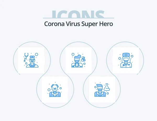 Corona Virus Super Hero Blue Icon Pack Icon Design Pharmacy — Wektor stockowy