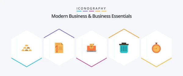 Modern Business Business Essentials Flat Icon Pack Including Letter Mail — Archivo Imágenes Vectoriales