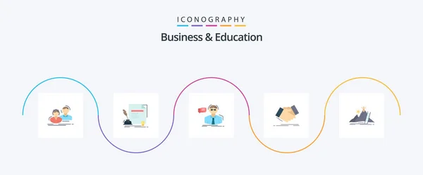 Business Education Flat Icon Pack Including Shaking Hand Handshake Agreement — Stockvector