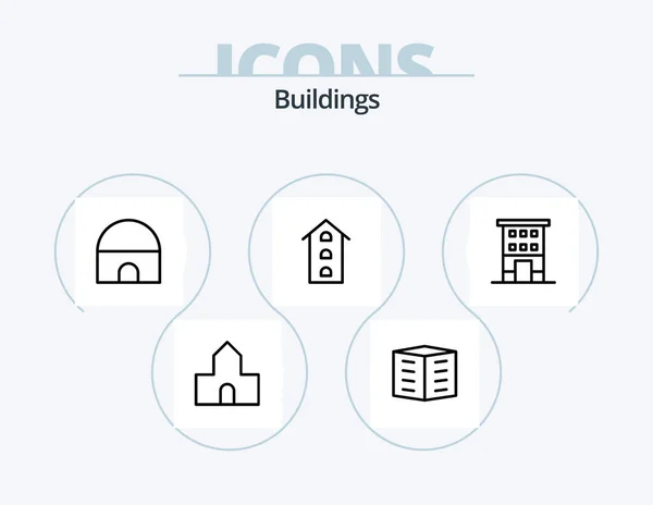 Buildings Line Icon Pack Icon Design House Building Industrial Plant — Vetor de Stock