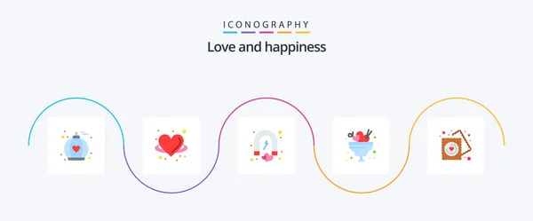 Love Flat Icon Pack Including Heart Ice Attract Food Romance — Vetor de Stock