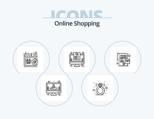 Online Shopping Line Icon Pack Icon Design Quality List Buy — Vector de stock