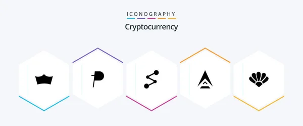 Cryptocurrency Glyph Icon Pack Including Coin Crypto Crypto Currency Coin — Stockvector