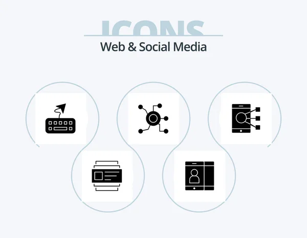 Web Social Media Glyph Icon Pack Icon Design Connect Worldwide — Image vectorielle