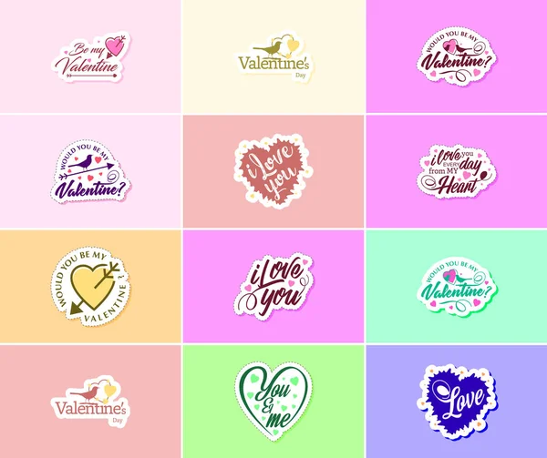 Valentine Day Graphics Stickers Share Your Love Affection — Archivo Imágenes Vectoriales