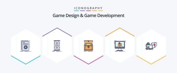Game Design Game Development Filledline Icon Pack Including Dimensional Sand — Stockvector