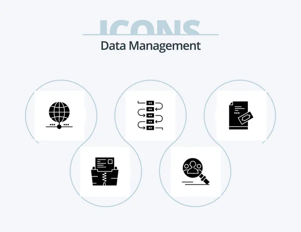Data Management Glyph Icon Pack Icon Design Data Profile Worldwide — стоковый вектор