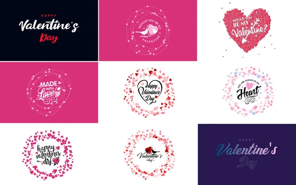 Happy Valentine Day Greeting Background Papercut Realistic Style Paper Clouds — 图库矢量图片