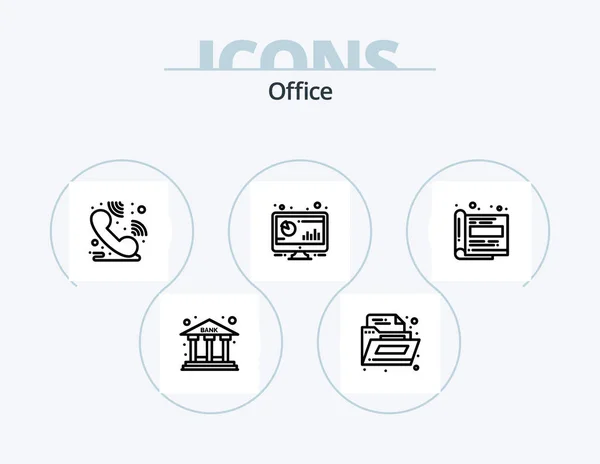Office Line Icon Pack Місце Стілець Рахунки Іде Працівник — стоковий вектор