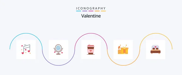 Valentine Flat Icon Pack Including Drink Love Merroir Day Valentine — Vettoriale Stock