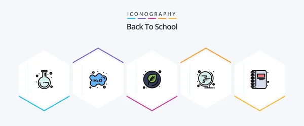 Back School Filledline Icon Pack Including Education Back School Education — Vector de stock