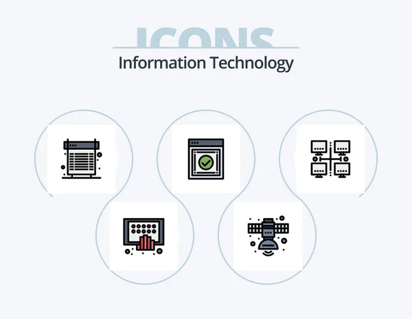 Information Technology Line Filled Icon Pack Icon Design Radio Broadcasting — Stok Vektör