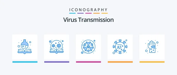 Virus Transmission Blue Icon Pack Including Dirty Life Bio Virus — Stock Vector