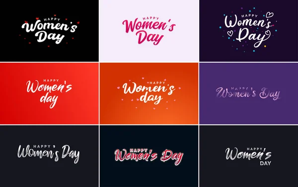 Set International Women Day Cards Logo Gradient Color Scheme — Stok Vektör