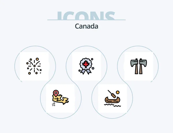 Canada Line Filled Icon Pack Icon Design Arctic Canada Leaf — Stock vektor