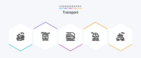 Transport Line Icon Pack Including Public Transport Vehicle — стоковый вектор