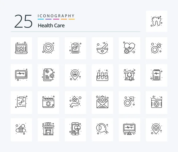 Health Care Line Icon Pack Including Measurement Pharmacy Discharge Medicine — 图库矢量图片