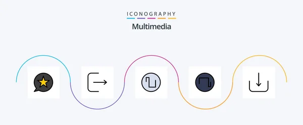 Multimedia Line Filled Flat Icon Pack Including Sound Multimedia — Vector de stock