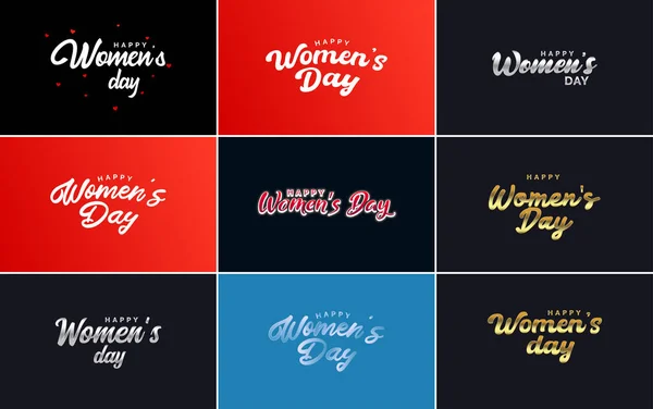 Happy Women Day Greeting Card Template Hand Lettering Text Design — Vettoriale Stock