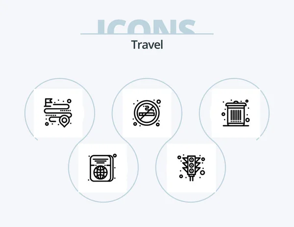 Travel Line Icon Pack Icon Design Check Bin Travel Passport — Archivo Imágenes Vectoriales