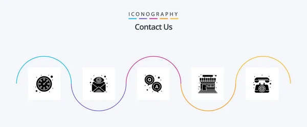 Contact Glyph Icon Pack Including Telephone Communication Answer Store Market — Stockvector